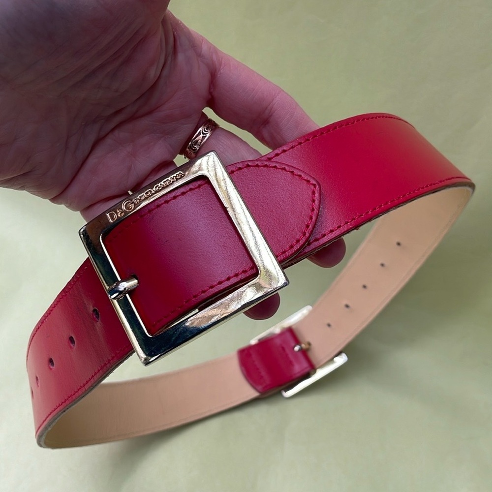 Vintage red/gold Dolce & Gabbana leather large belt